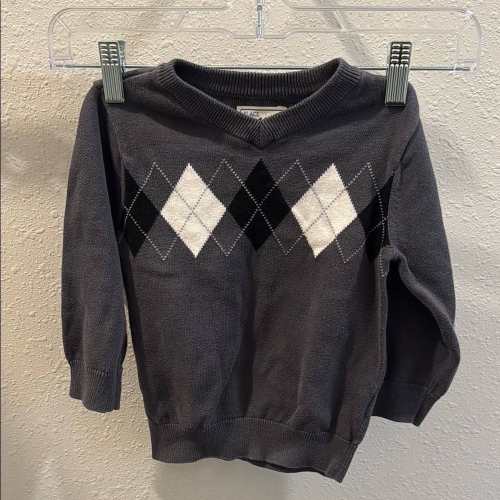 Place Kids Argyle Sweater - Gray, Black, White
